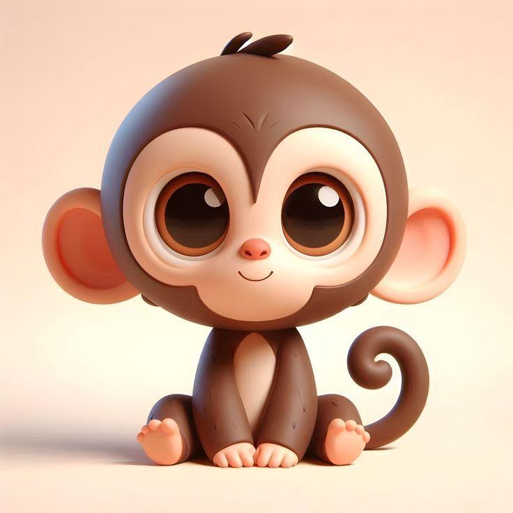 Baby Monkey Clay character kawaii 3D Model