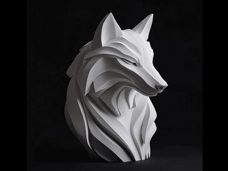 Modern Wolf Statue
