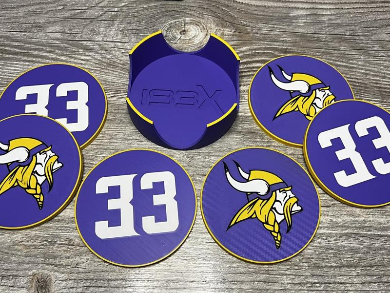 Minnesota Vikings Coaster Set (6) with Holder