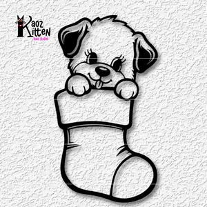 puppy stocking wall art Christmas decor