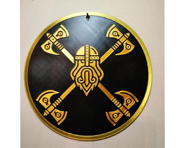 Shield with viking for hanging