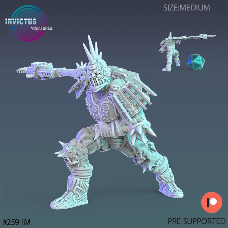 Mad Warrior Attacking / Space Bandit / Male Cyberpunk Soldier / Alien Army / Cosmic Invasion Fighter / Trooper Attack / Sci-Fi Encounter