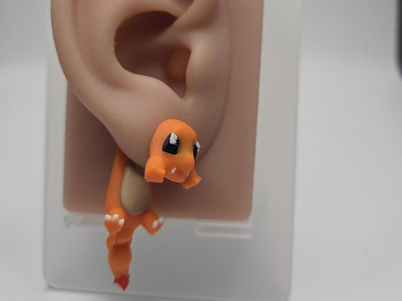 Charmander Jumper Earrings with Articulated Tail