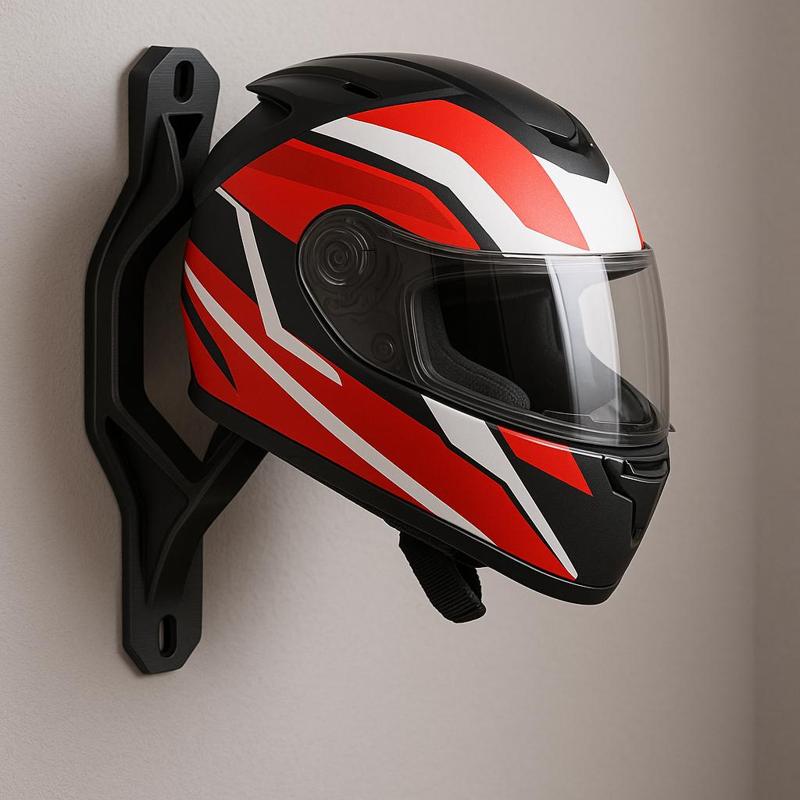 AI-designed helmet holder with a smart, sporty look