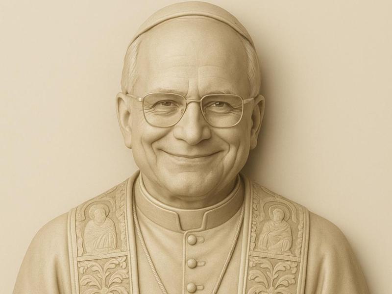 Pope Leo XIV - sculpture - easy silk print