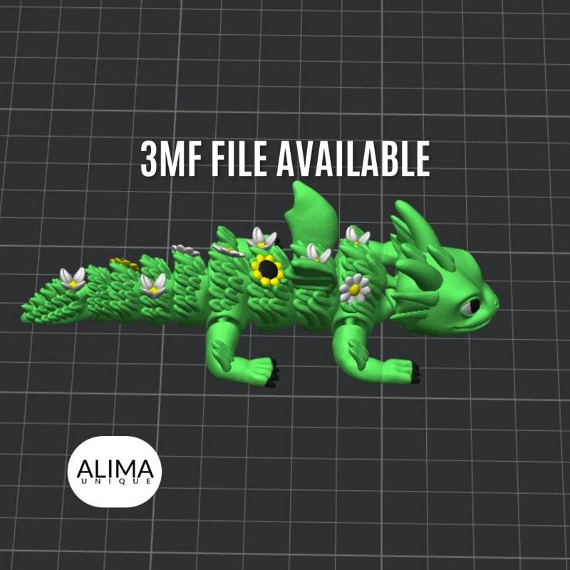 Little Flower Dragon / articulated / Keychain / support free