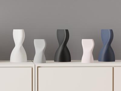 Modern Twisted Vase. Elegant Hourglass  Vase