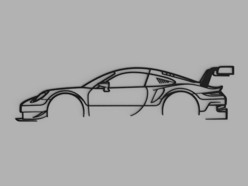 Porsche 911 RSR Silhouette Wall Art