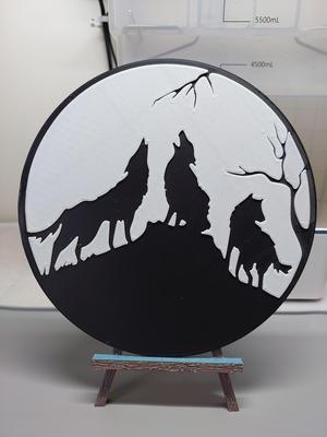 3 Wolves Howling to the Moon