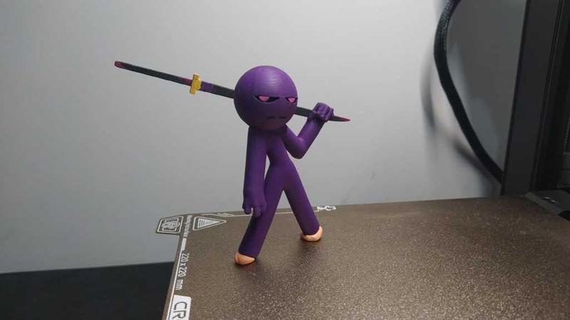 Posed Stickman With Holding Katana Decorative StickFigure