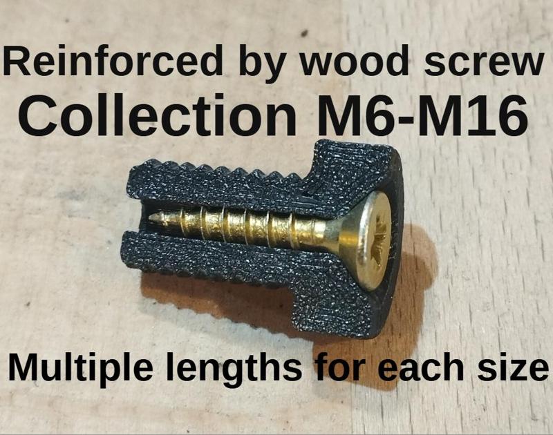 Collection of metric bolts M6 M8 M10 M12 M14 M16, multiple lengths, reinforced by standard wood or GK screws.