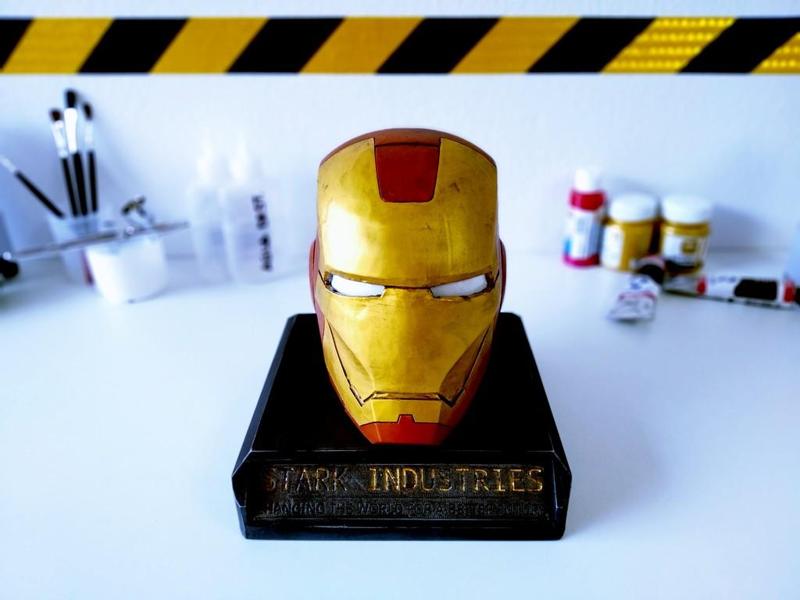 Weathered Ironman bust with base