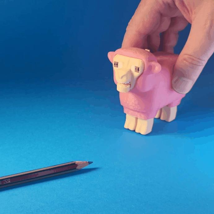 Minecraft Movie Pink Sheep JAW MOVES/Pencil Sharpeners