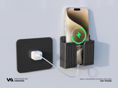 Wall mounted phone holder