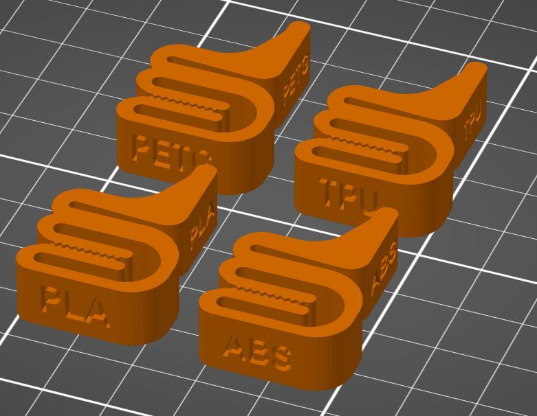Yet another filament spool clip with filament type identifyer sign - Ein weiterer Filamentclip mit Filamenttyp - Easy to print