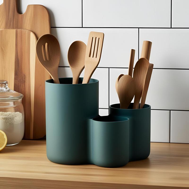 Modern kitchen utensil holder with three cups