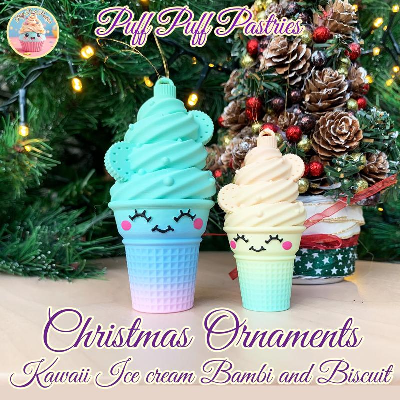 Christmas Ornaments Kawaii Ice cream Bambi and Biscuit