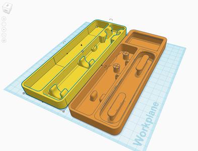 Empty compartment for t-100 insert, cables moved to top insert