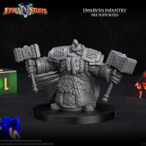 Dwarven Infantry 07 Miniature - pre-supported