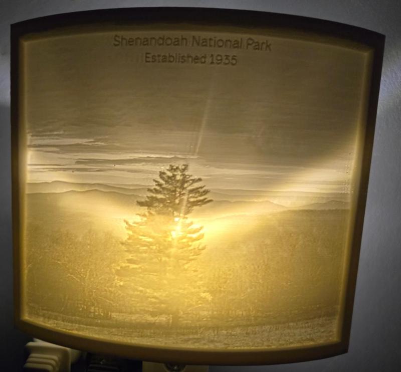 Shenandoah National Park - Backlit Tree - Nightlight Lithophane
