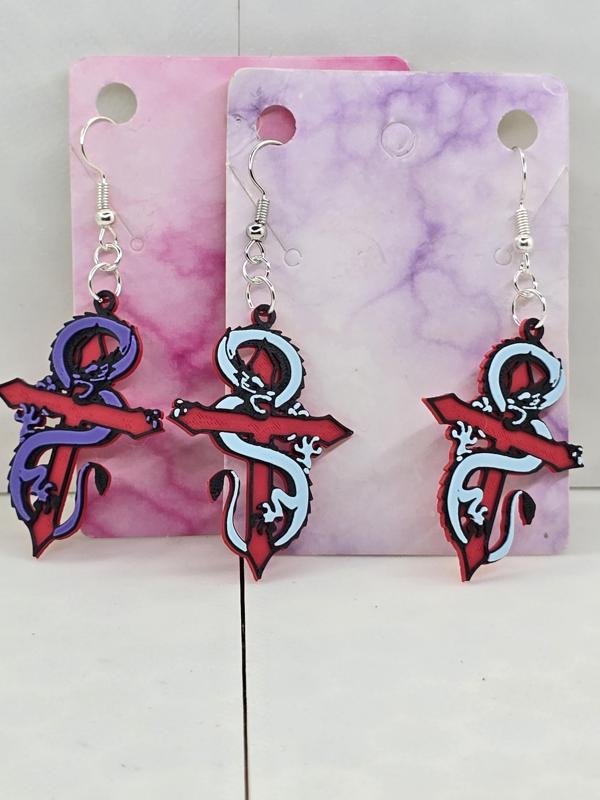 Dragon And Cross Earrings