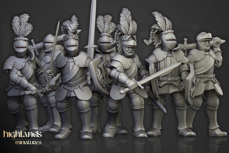 Sunland Knights on Foot- Highlands Miniatures