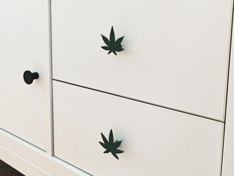 Cannabis leaf handles for door or drawer
