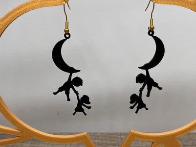 Earrings - Moon and Children