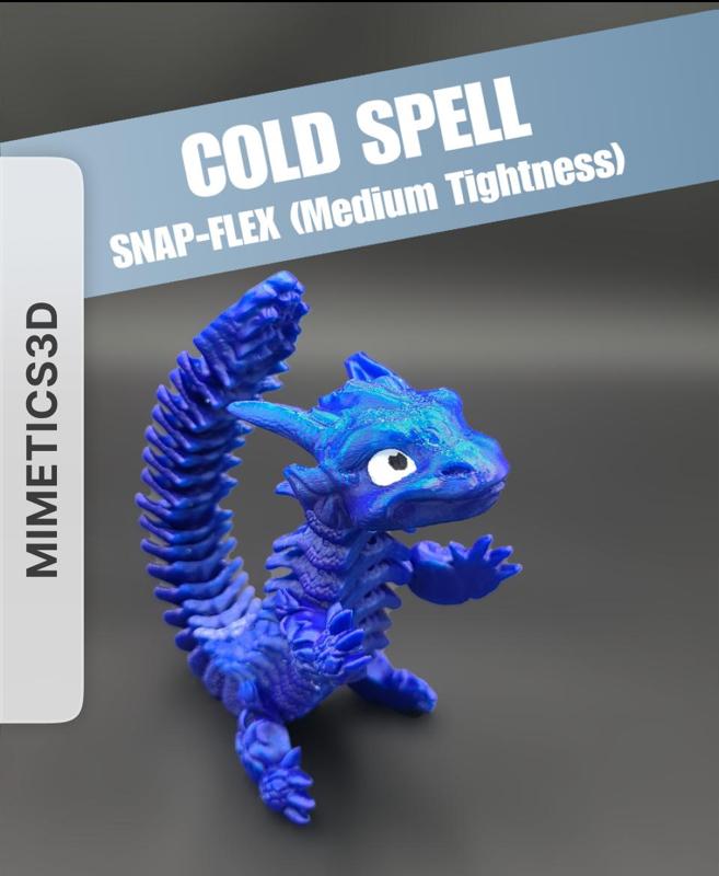 Cold Spell, Winter Dragon - Articulated Dragon Snap-Flex Fidget by Mimetics3D