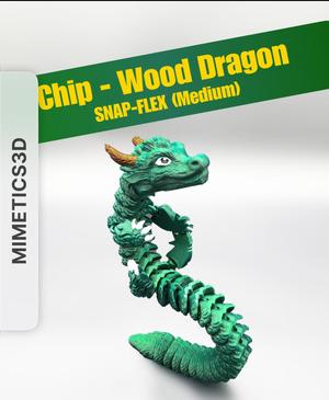 Chip, Wood Dragon - Articulated Dragon Snap-Flex Fidget by Mimetics3D