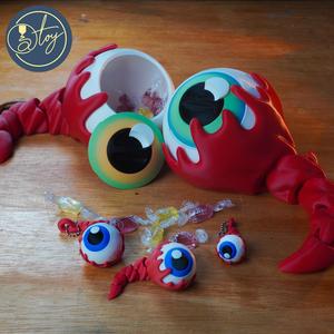 THE EYEBALL CONTAINER, ARTICULATED, FLEXI TOY / DECORATION