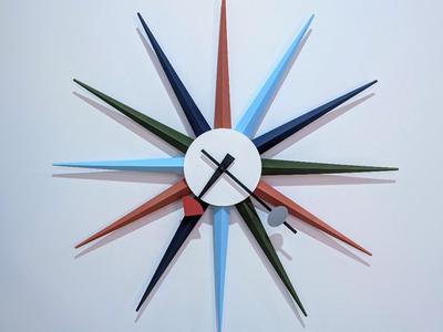 Mid Century Modern Retro Starburst Wall Clock