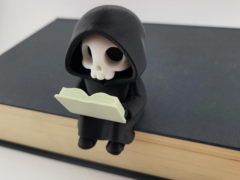 Kawaii Grim Reaper Reading Book Spooky 3D Printed
