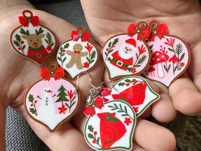 Christmas Ornament Earrings Charms and Keychains