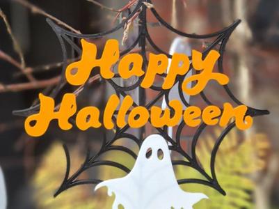 Halloween Door Wreath - Spider Web with Ghost
