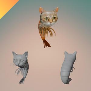 Trippi Troppi 3D Model STL – Cursed Cat Shrimp Hybrid for 3D Printing Italian Brainrot Collectors