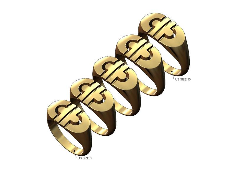 Fashion brand dome signet ring US sizes 6to10 3D print model