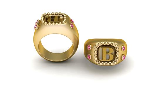 B ALPHABET RING  3d printable model