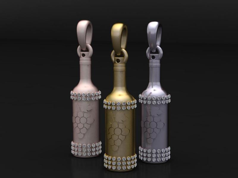 Diamond Wine Bottle Pendant
