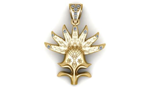 Gold Floral Feather Pendant