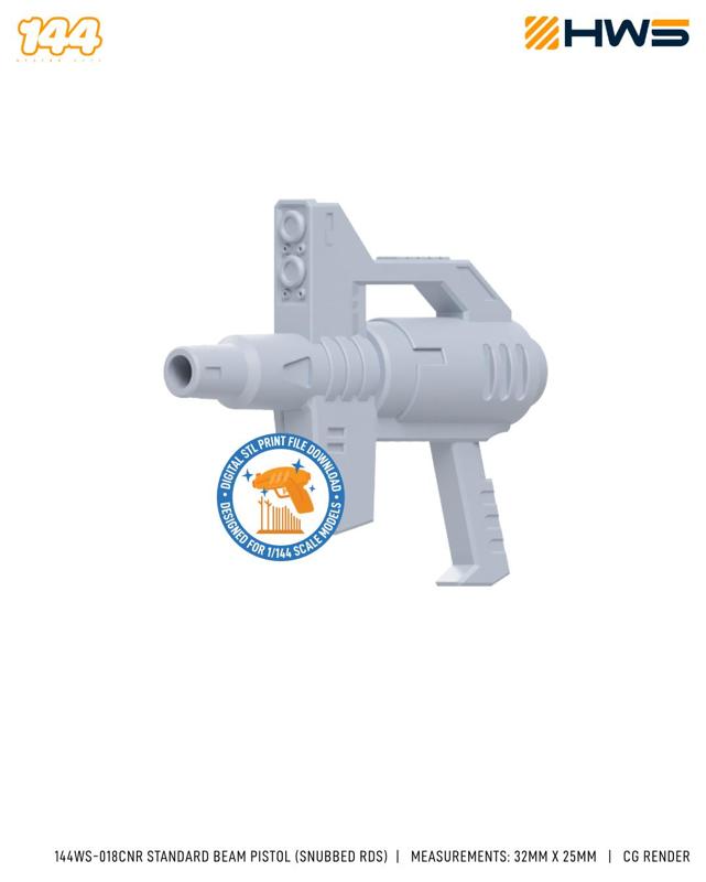 144WS-018CNR Standard Beam Pistol (Snubbed RDS). 3D Printed Parts for HG Mecha Model Kits.