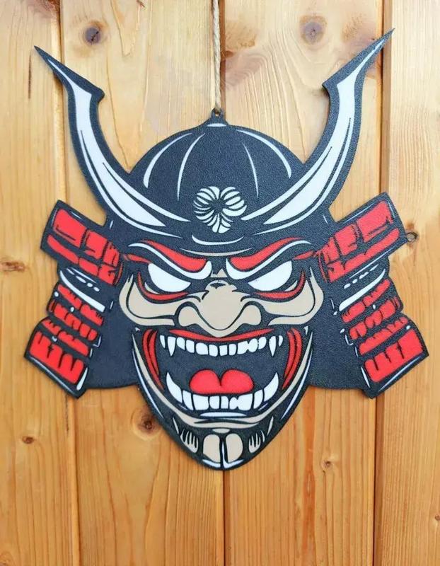 Halloween scary Samurai mask window decoration