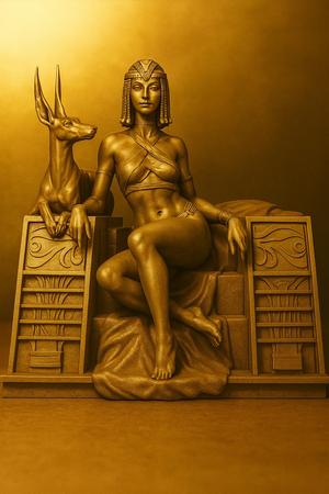 👑 Egyptian Queen with Anubis - Exclusive Premium STL Model