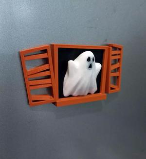 Halloween window fridge magnet