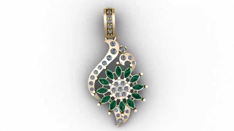 EMERALD DESIGNER PENDANT FOR WOMEN 3D PRINTABLE MODEL