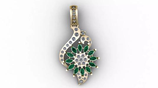 EMERALD DESIGNER PENDANT FOR WOMEN 3D PRINTABLE MODEL