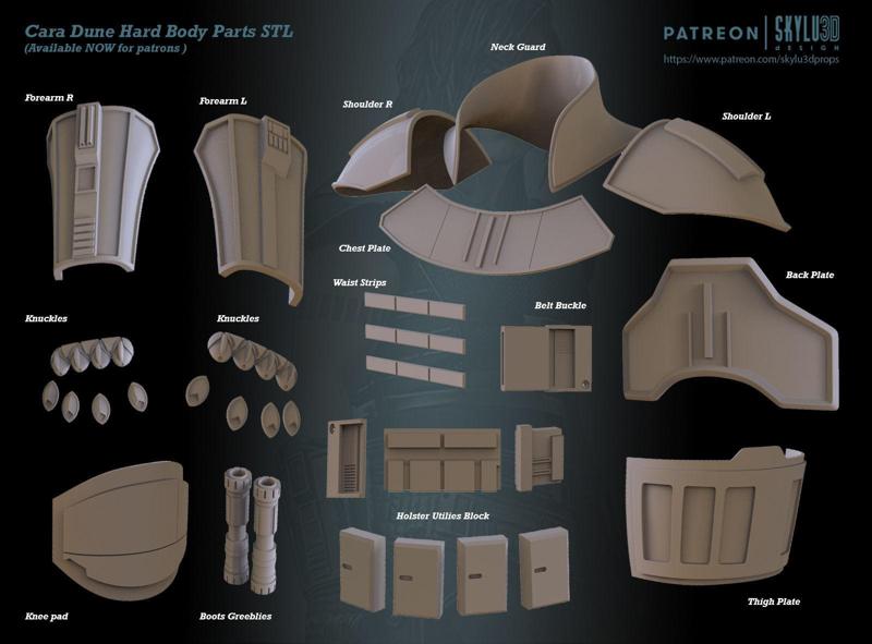 Cara Dune Body Hard Armor - Vest - dummy knife STL bundle kit 3D print model