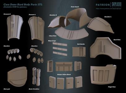 Cara Dune Body Hard Armor - Vest - dummy knife STL bundle kit 3D print model