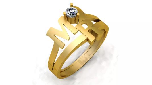 Men And Women Fashion Alphabets Ring 3d Printable Model