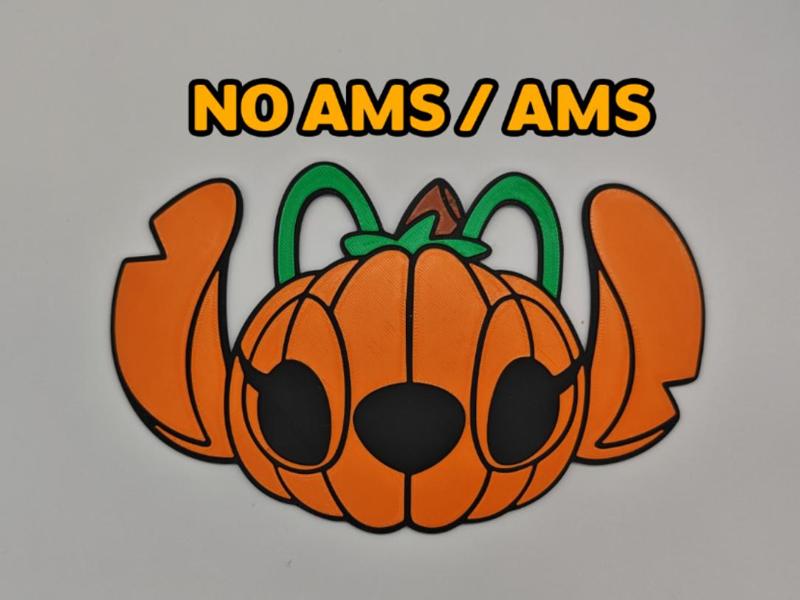 Colored Halloween Pumpkin Angel (Stitch) Wall Art